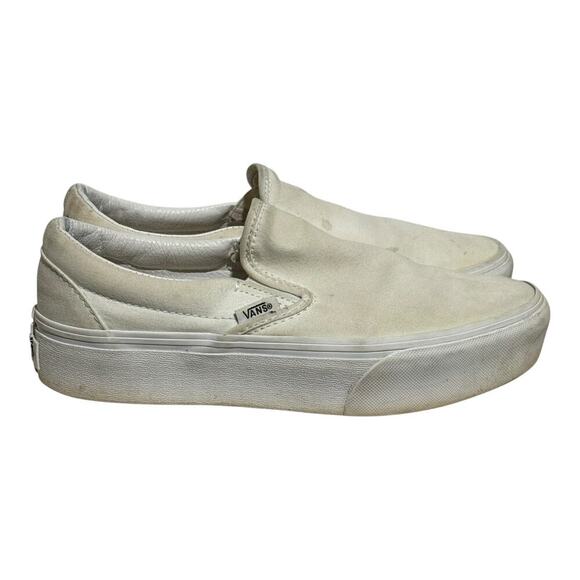 Vans Shoes - Vans Classic Slip On White Canvas Sneakers Women's 8 Triple White 721356